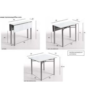 Table de cuisine Florence extensible et étroite avec livraison immédiate