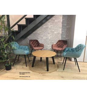 Table basse ronde avec pieds en bois de style nordique