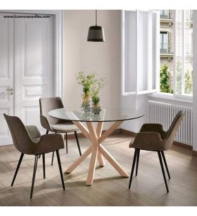 Mesa redonda cristal transparente Arya para cocina o comedor