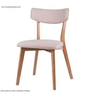 Silla en Roble o Nogal tapizada de estilo escandinavo  - 2