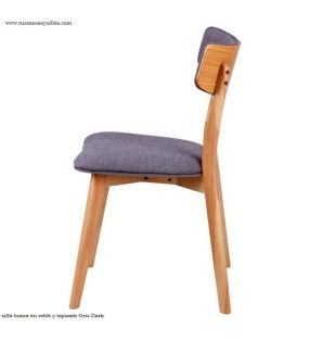 Silla en Roble o Nogal tapizada de estilo escandinavo - 8