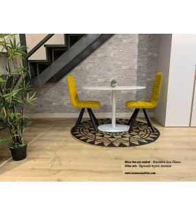 Table ovale Duo pied central design moderne comptoir en bois blanc  - 8