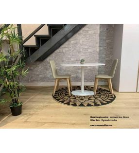 Table ovale Duo pied central design moderne comptoir en bois blanc  - 9