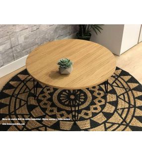 Table Basse Ronde Vintage Style Industriel Betty  - 2