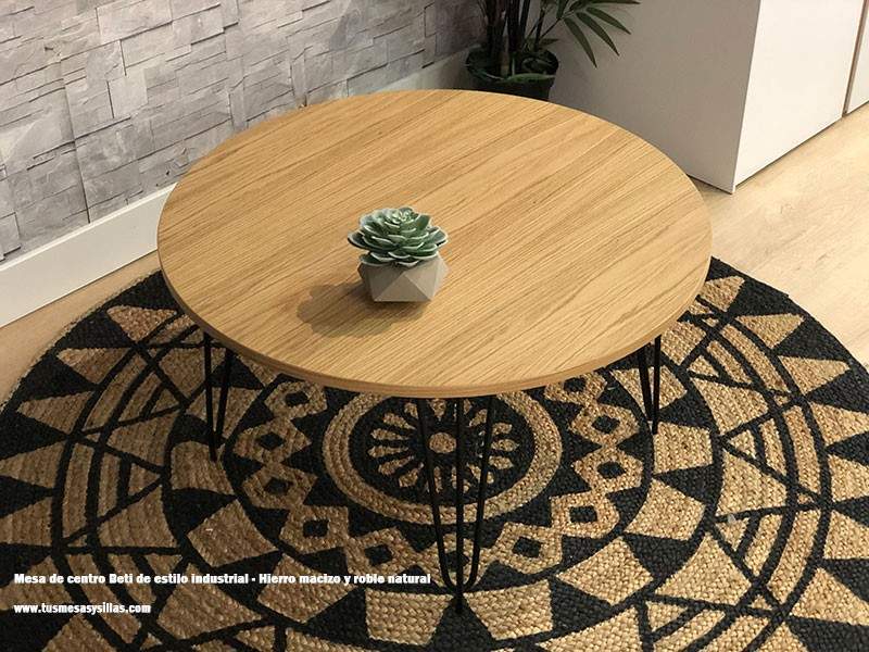 Table Basse Ronde Vintage Style Industriel Betty - 2