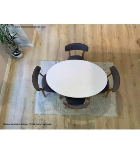 Silla en Roble o Nogal tapizada de estilo escandinavo luana  - 3