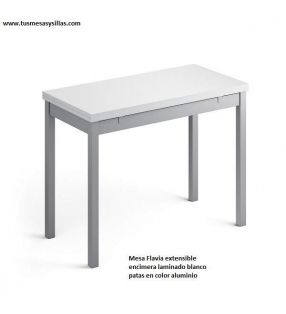 Table étroite Flavia plateau en verre avec 2 façades extensibles - 4