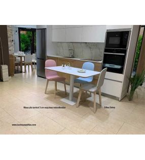 Table de salle à manger ou de cuisine avec piètement central et plateau Fenix ​​​​, coins arrondis  - 8