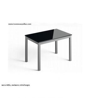 Offre une table de cuisine extensible avec plateau en verre et pied coulissant  - 1