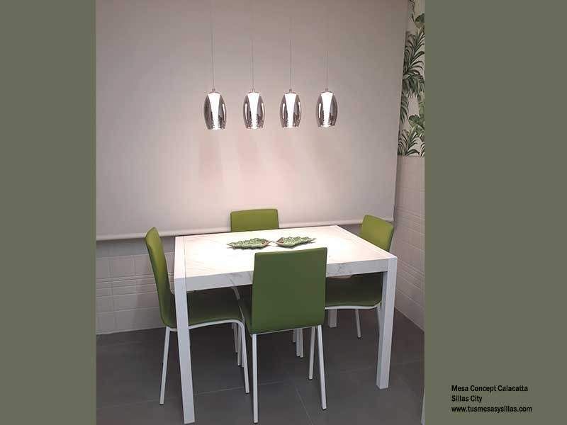 Mesa cocina moderna extensible Concept Cancio blanca, negra