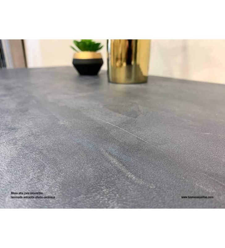 Table de comptoir haute Livia profondeur 45 et 50 cm, plateau stratifié avec façade extensible  - 13