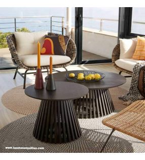 Mesa auxiliar redonda Irune para interior y exterior.  - 7