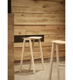 Tabouret haut de bar en bois massif de chêne Heldu  - 8