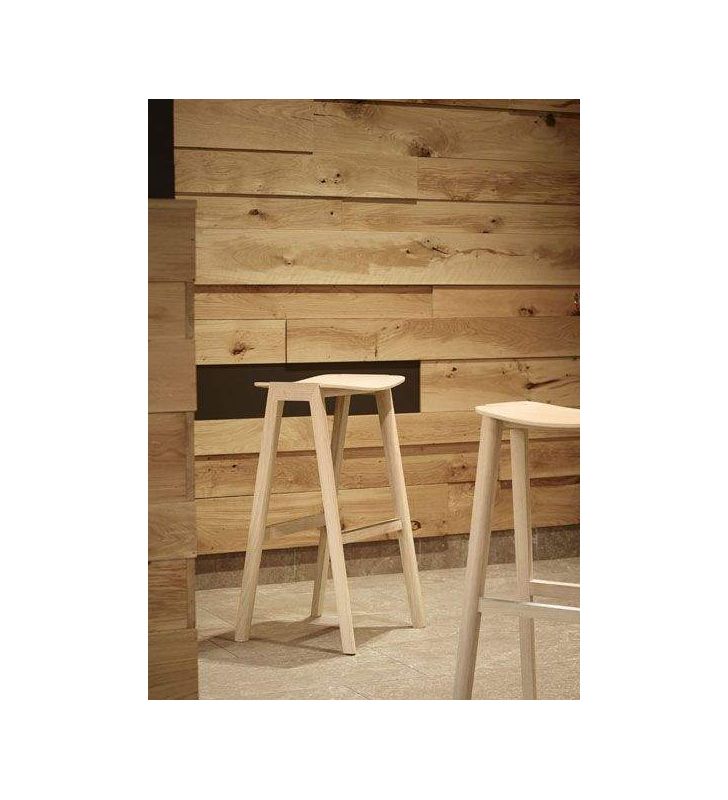Tabouret haut de bar en bois massif de chêne Heldu  - 8