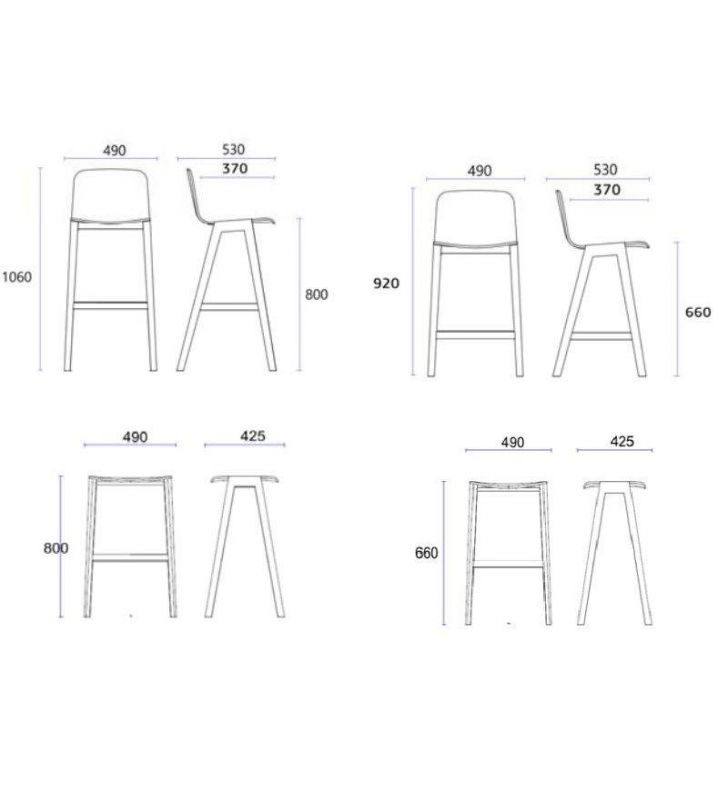 Tabouret haut de bar en bois massif de chêne Heldu  - 9
