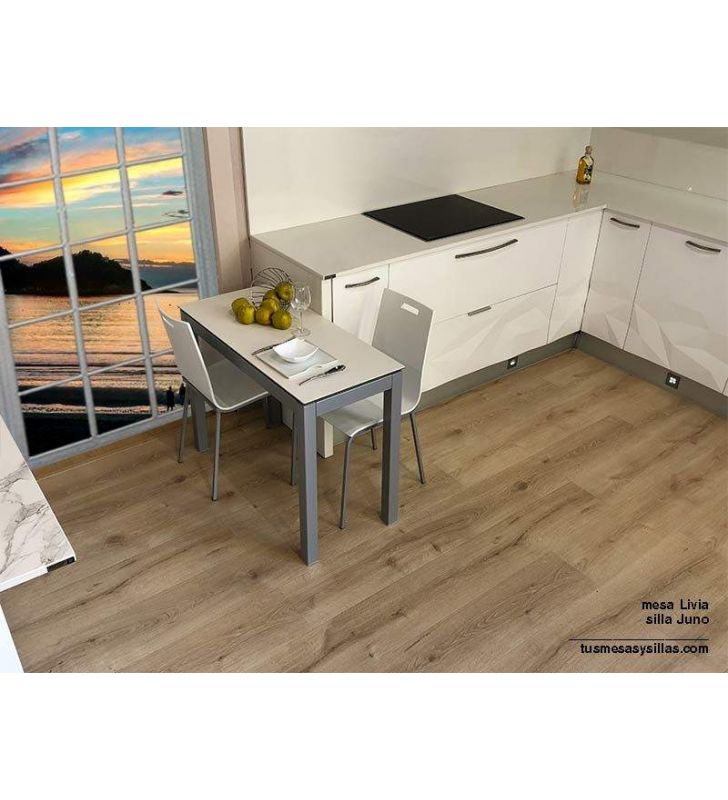 Table en stock étroite extensible Livia pour cuisine avec une profondeur de 45  - 1