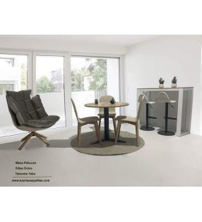 Tabouret haut à gaz Tabu en bois, laqué et rembourré pour comptoir de cuisine  - 22