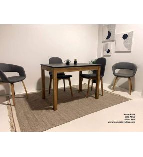 Table fixe avec plateau en dekton et pieds en chêne massif ou bois de hêtre  - 13