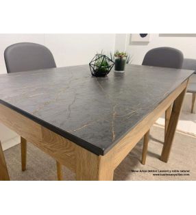 Table fixe avec plateau en dekton et pieds en chêne massif ou bois de hêtre  - 14