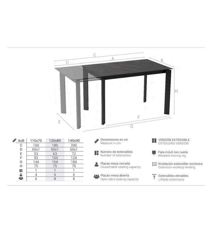 Table de cuisine moderne Poker avec plateau et extensible en Dekton  - 9