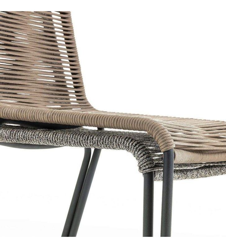 Silla de Metal con Lona para Jardín - Asiento de Exterior Apilable Ideal  para Balcón Terraza y Jardín - Allison