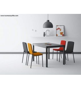 Table Concept fixe avec pieds en métal et plateau en verre ou céramique  - 13