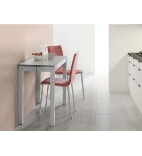 Mesa Mogano encimera y extensible en cristal y fondo de 45 cm  - 1