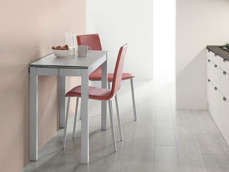 Mesa Mogano encimera y extensible en cristal y fondo de 45 cm  - 1