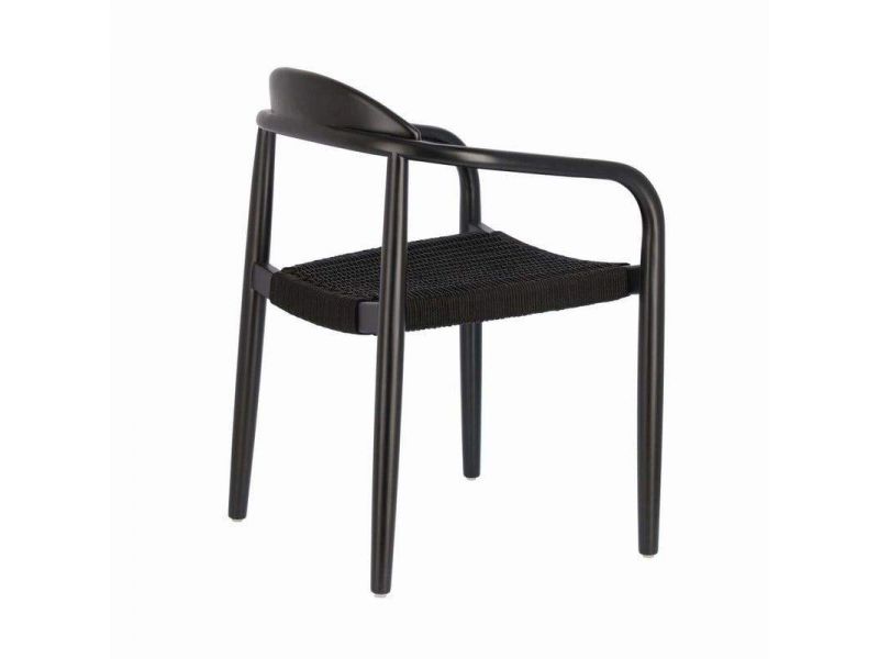 Chaise Lambton en corde noire et acier finition noire