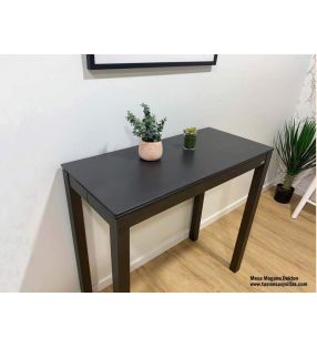 Mesa Mogano encimera y extensible en cristal y fondo de 45 cm  - 2