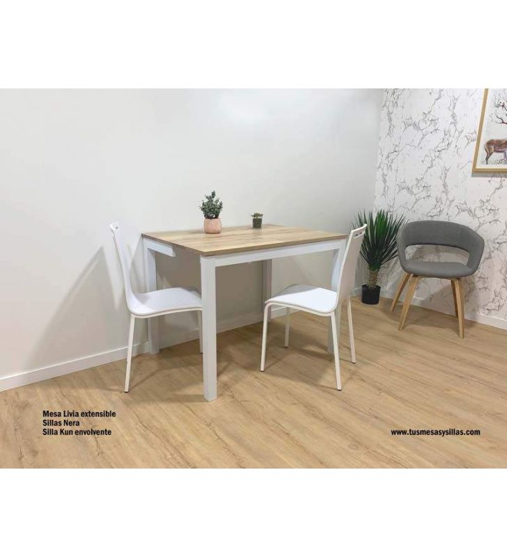 Table avec partie inférieure Livia comptoir 45 et 50 cm en stratifié mat ou brillant  - 6