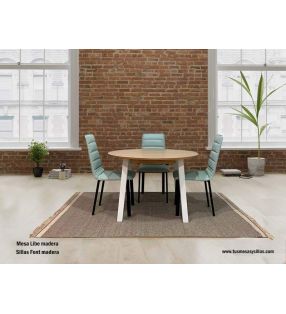 Table ronde extensible Libe avec pieds en métal pour salle à manger ou cuisine  - 2