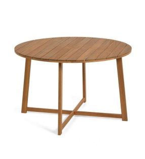 Table de terrasse ronde en bois Dafne, 120 cm de diamètre en stock  - 1
