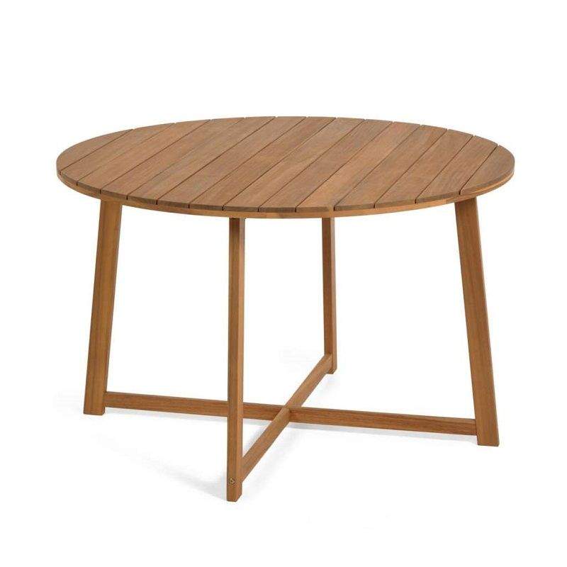 Mesa redonda de terraza en madera Dafne de 120 cm de diametro en stock  - 1
