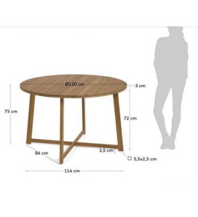 Mesa redonda de terraza en madera Dafne de 120 cm de diametro en stock  - 7