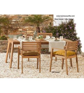 Table de terrasse extensible en bois Hanzel pour 8 à 10 personnes  - 2