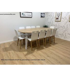 Table ronde extensible Libe avec pieds en métal pour salle à manger ou cuisine  - 9