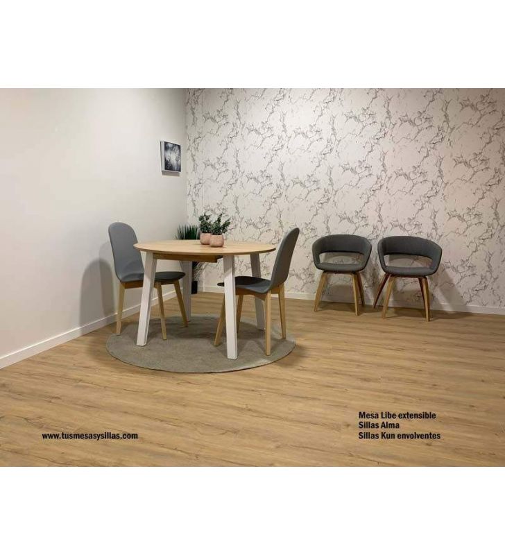 Table ronde extensible Libe avec pieds en métal pour salle à manger ou cuisine  - 13