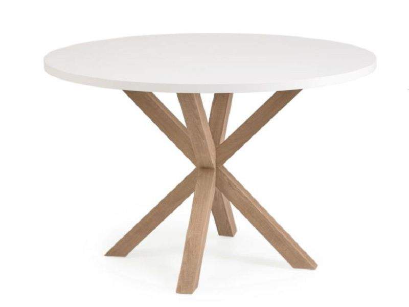 Mesa redonda de patas cruzadas Argo en blanco, madera o negra  - 2