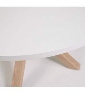 Table ronde avec pieds croisés Arya en blanc, bois ou noir  - 5