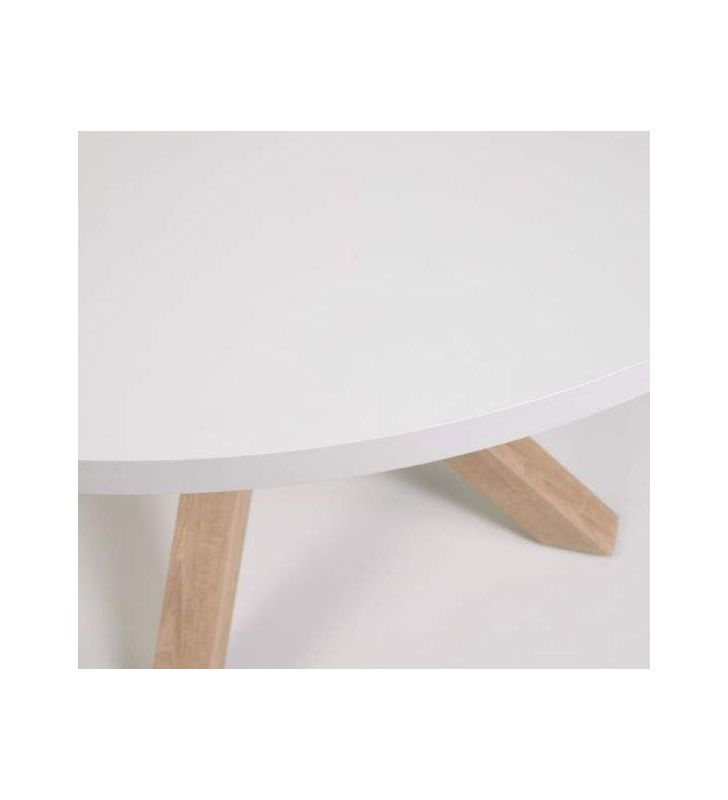 Table ronde avec pieds croisés Arya en blanc, bois ou noir  - 5