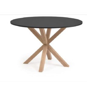 Table ronde avec pieds croisés Arya en blanc, bois ou noir  - 3