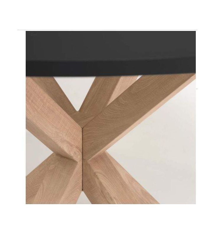 Mesa redonda de patas cruzadas Argo en blanco, madera o negra  - 10