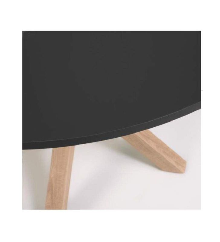 Table ronde avec pieds croisés Arya en blanc, bois ou noir  - 11
