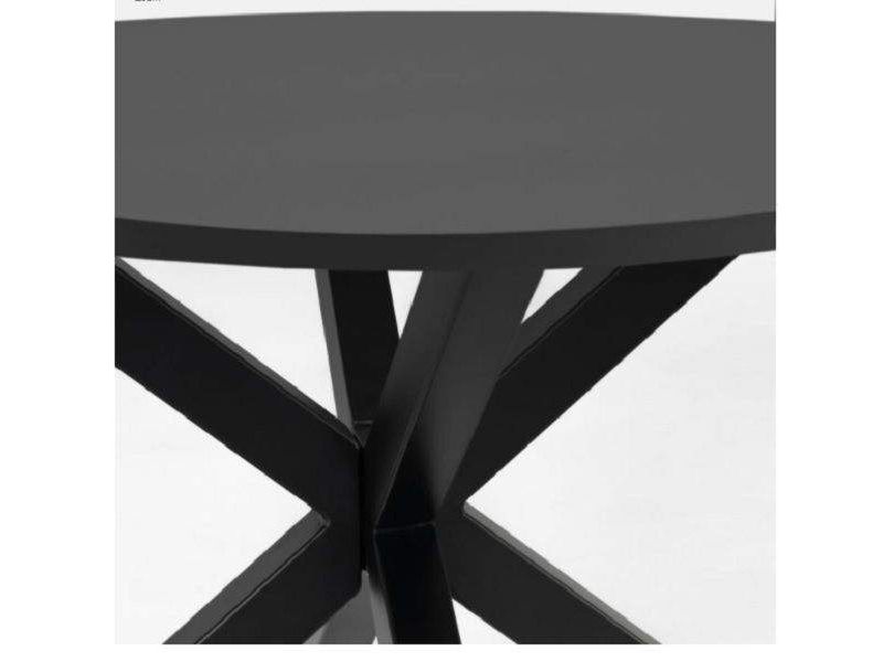 Table ronde 120cm plateau bois pied Central métal noir Unity