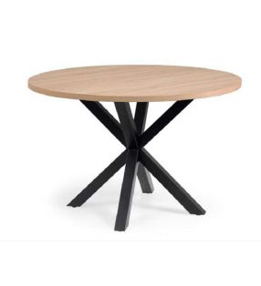 Mesa redonda de patas cruzadas Argo en blanco, madera o negra  - 15