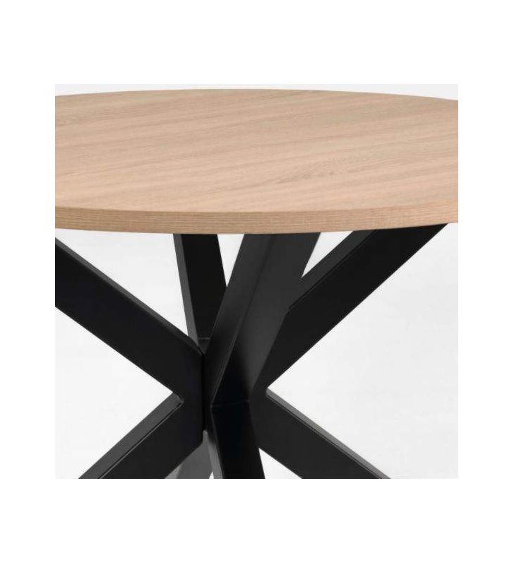 Mesa redonda de patas cruzadas Argo en blanco, madera o negra  - 16
