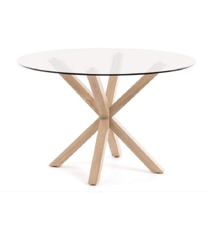 Table ronde avec pieds croisés Arya en blanc, bois ou noir  - 12