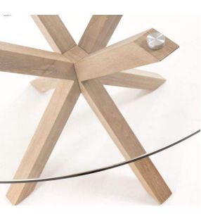 Mesa redonda de patas cruzadas Argo en blanco, madera o negra  - 14