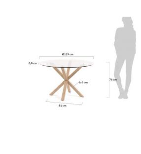 Mesa redonda de patas cruzadas Argo en blanco, madera o negra  - 26